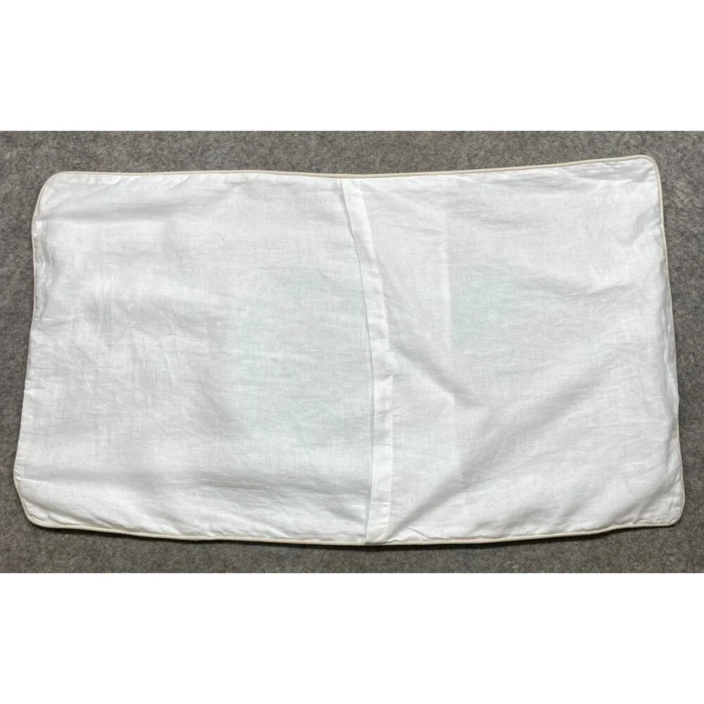 Restoration Hardware RH Linen King Sham Pillow White Beige Piping Trim